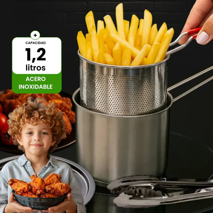 🍳 OLLA FREIDORA 1,2L ACERO INOXIDABLE 304 + ENVÍO GRATIS
