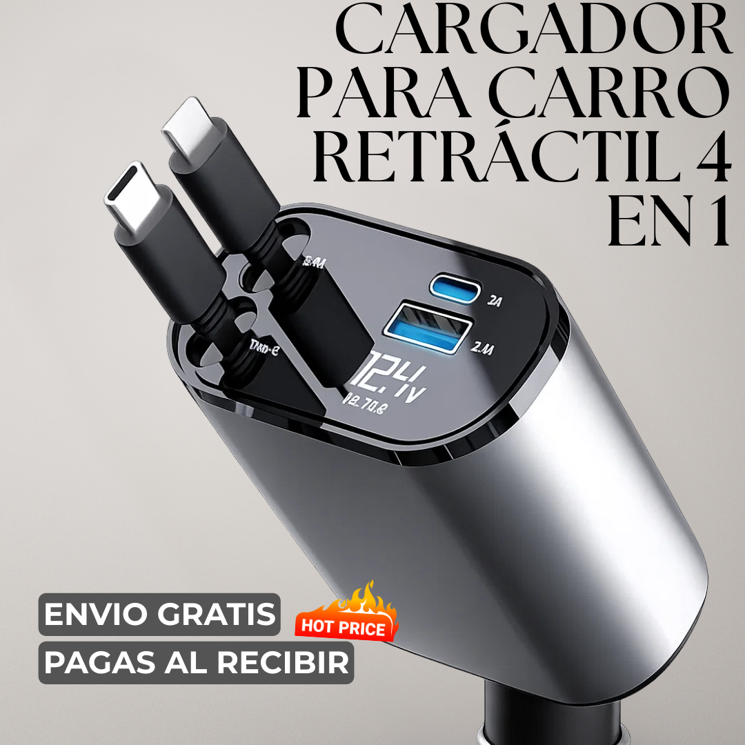 ⚡ CARGADOR RETRÁCTIL 4 EN 1 + ENVÍO GRATIS