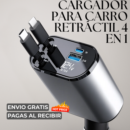 ⚡ CARGADOR RETRÁCTIL 4 EN 1 + ENVÍO GRATIS