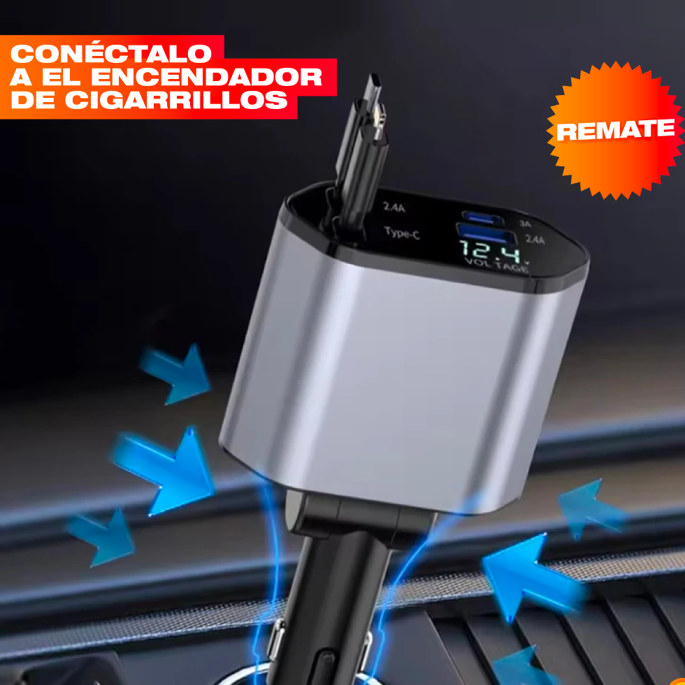 ⚡ CARGADOR RETRÁCTIL 4 EN 1 + ENVÍO GRATIS