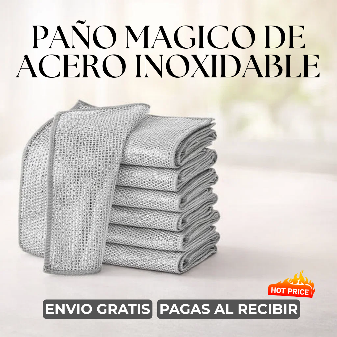 🧽 PAÑO MÁGICO DE ACERO INOXIDABLE REUTILIZABLE + ENVÍO GRATIS 🚚