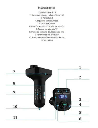 🚗 REPRODUCTOR BLUETOOTH INALÁMBRICO PARA CARRO + ENVÍO GRATIS 🚚