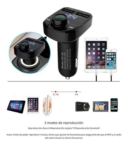 🚗 REPRODUCTOR BLUETOOTH INALÁMBRICO PARA CARRO + ENVÍO GRATIS 🚚