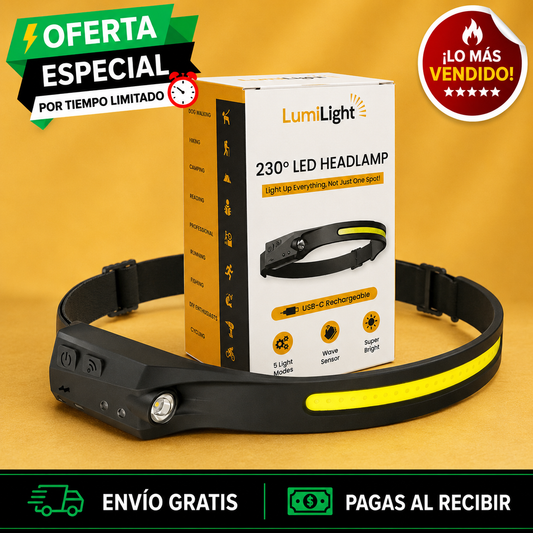 🔦 La Lámpara Frontal de 230° Que Ilumina TODO + ENVIO GRATIS 🚚