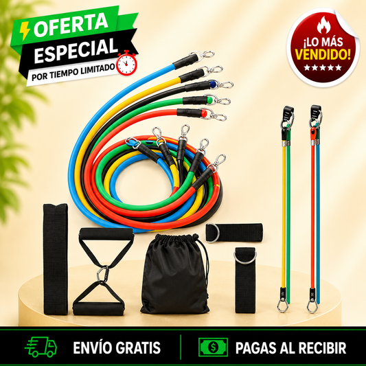🏋️ KIT DE ENTRENAMIENTO 11 PIEZAS – GIMNASIO COMPLETO EN CASA (50KG) + ENVÍO GRATIS 🚚