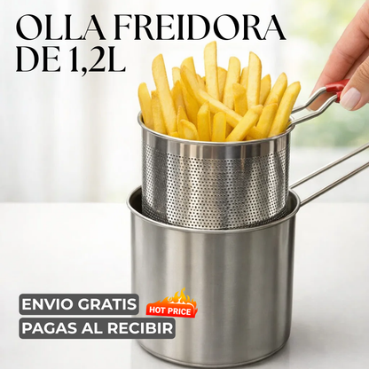🍳 OLLA FREIDORA 1,2L ACERO INOXIDABLE 304 + ENVÍO GRATIS